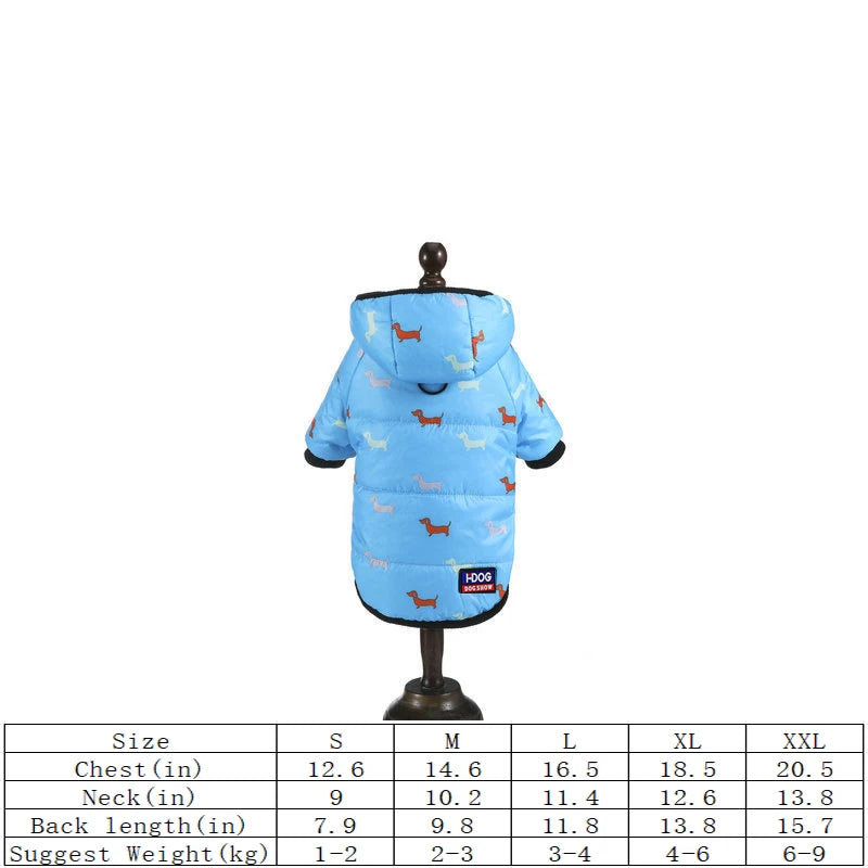 Chaqueta Acolchada con Capucha para Perros - Con Anilla para Correa Integrada