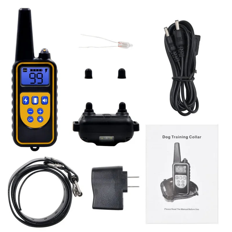 Collar de Entrenamiento Eléctrico para Perros - Recargable Impermeable con Control Remoto