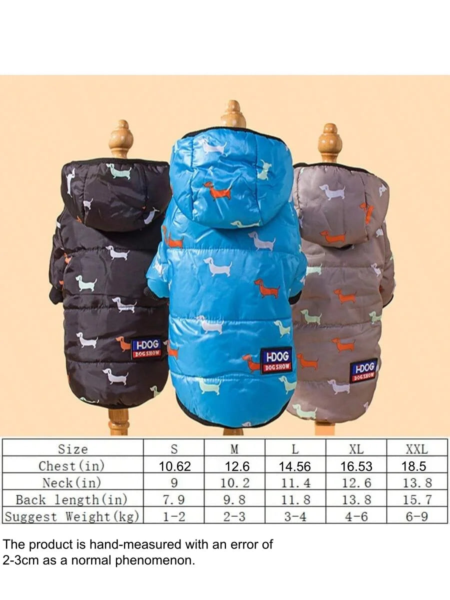 Chaqueta Acolchada con Capucha para Perros - Con Anilla para Correa Integrada