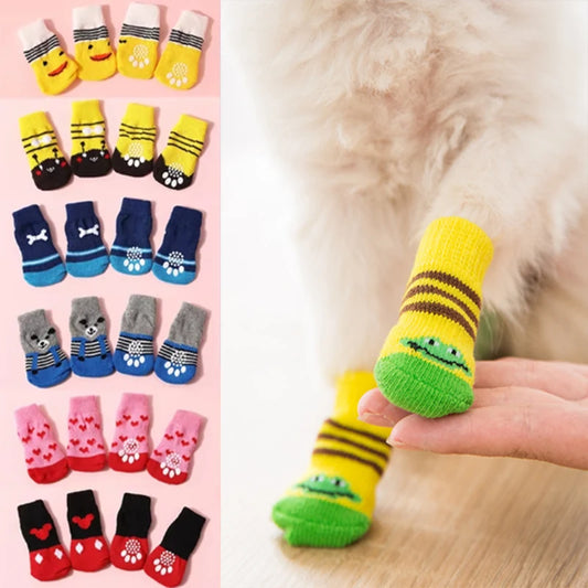 Calcetines Antideslizantes para Perros - Pack de 4 Unidades con Diseños Adorables