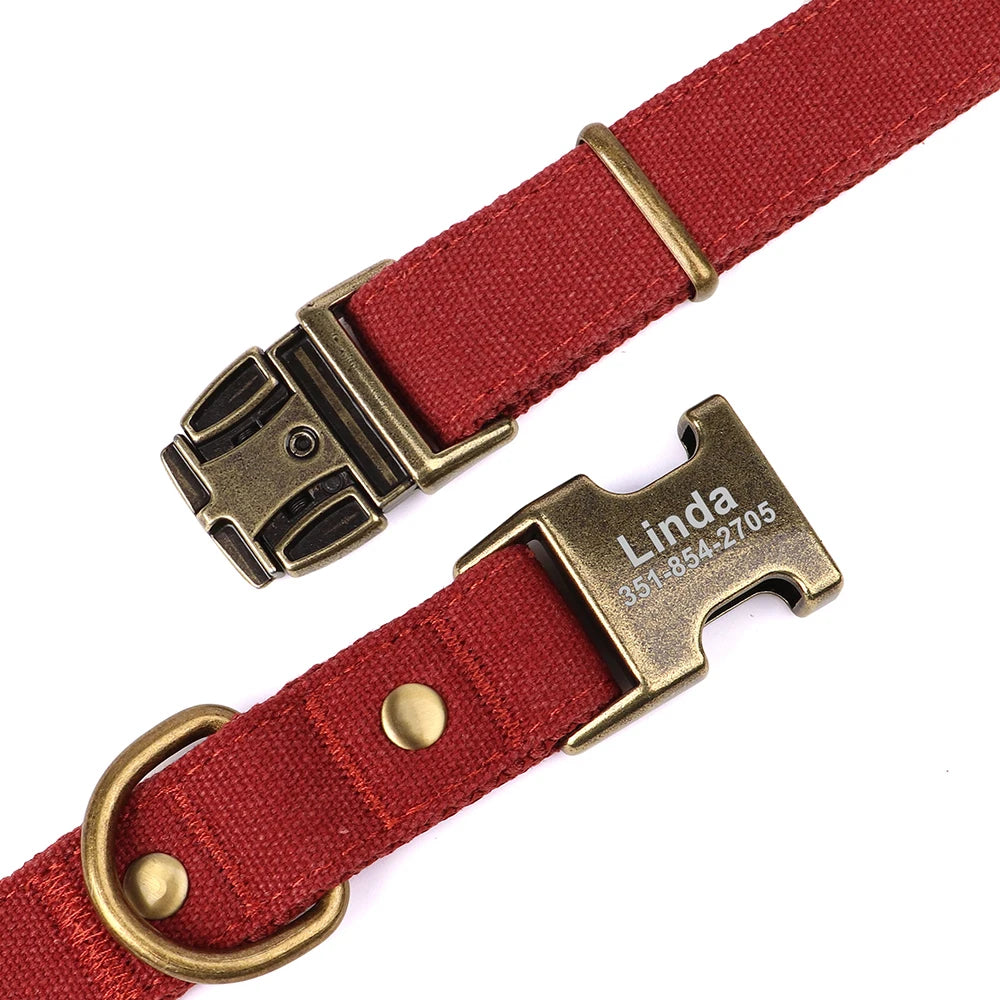 Collar Personalizado para Perro con Placa de Identificación Grabada - Nylon Resistente