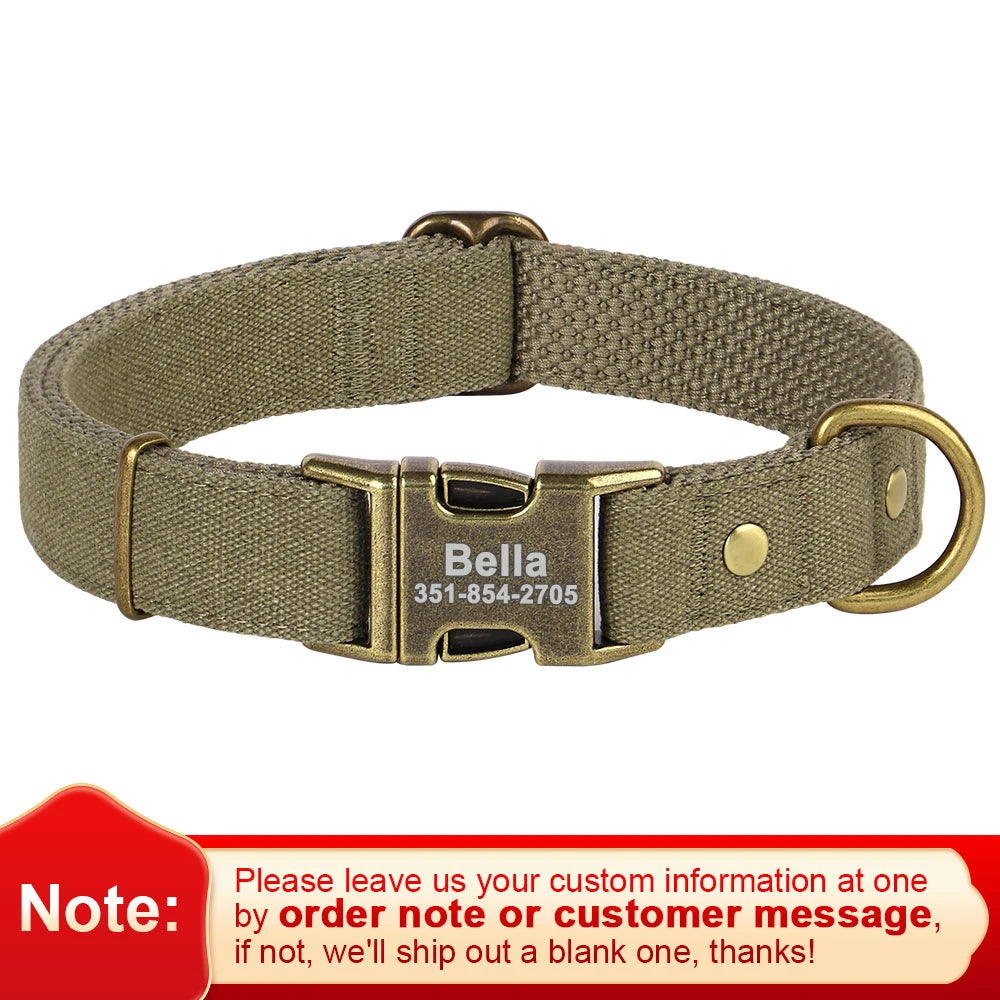 Collar Personalizado para Perro con Placa de Identificación Grabada - Nylon Resistente