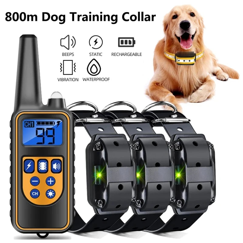 Collar de Entrenamiento Eléctrico para Perros - Recargable Impermeable con Control Remoto