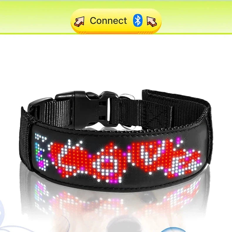 Collar LED Programable para Perros - Pantalla Multicolor Personalizable