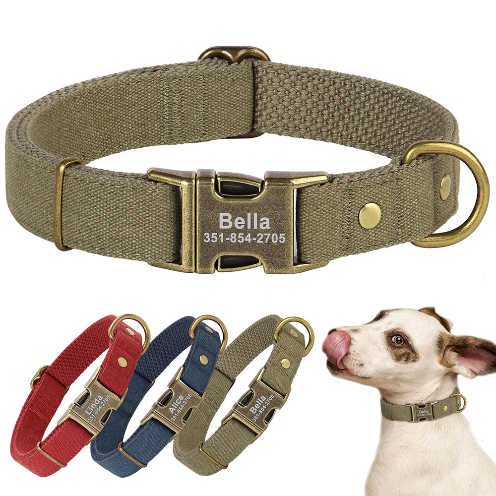 Collar Personalizado para Perro con Placa de Identificación Grabada - Nylon Resistente