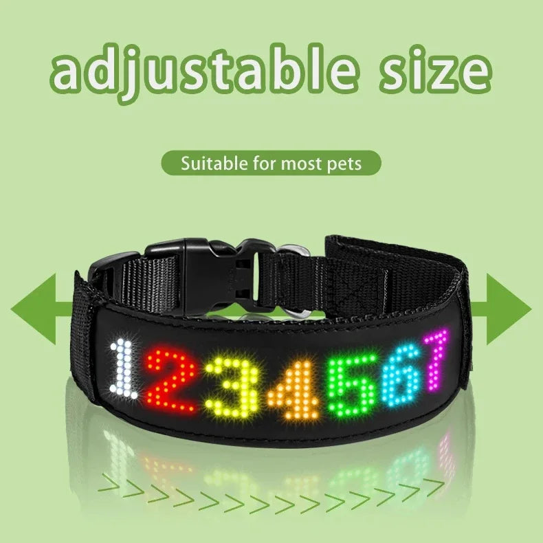 Collar LED Programable para Perros - Pantalla Multicolor Personalizable