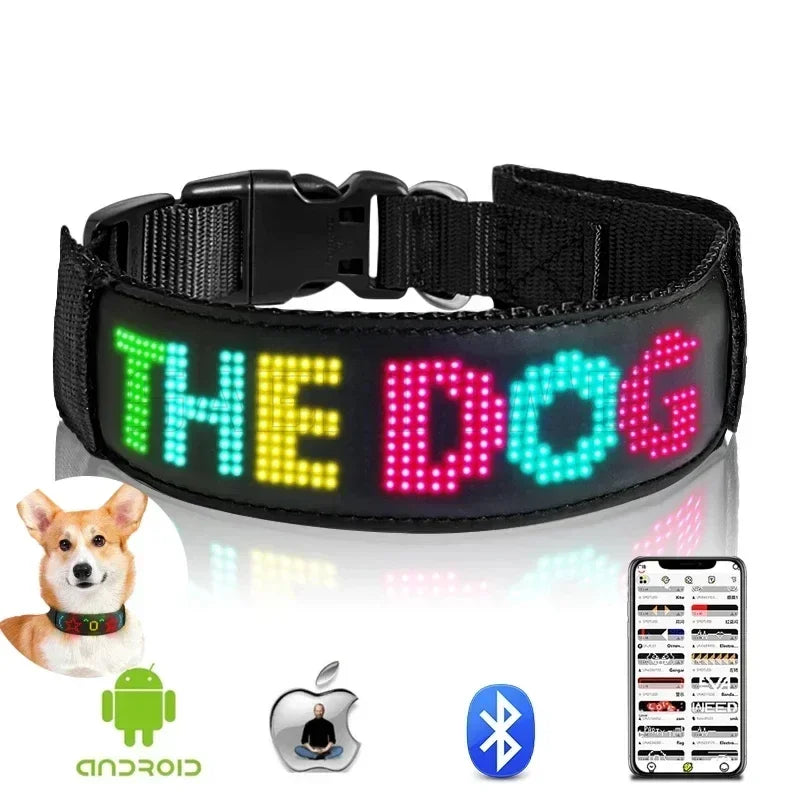 Collar LED Programable para Perros - Pantalla Multicolor Personalizable