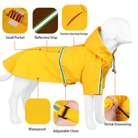 Chubasquero Impermeable para Perros con Capucha - Reflectante y Cortavientos