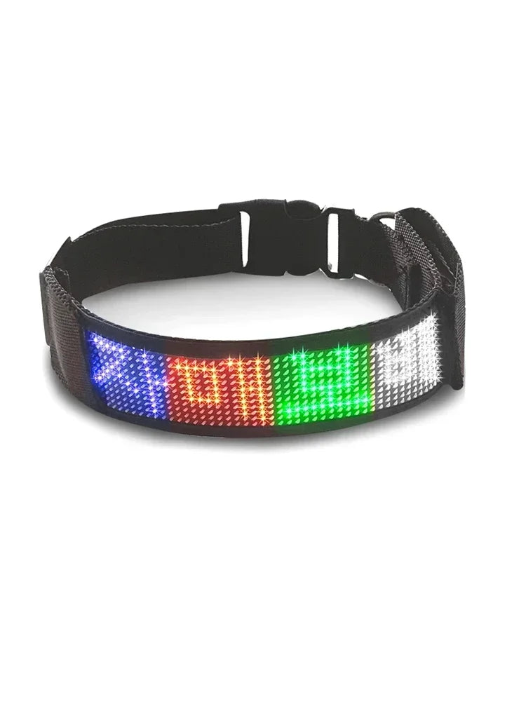 Collar LED Programable para Perros - Pantalla Multicolor Personalizable