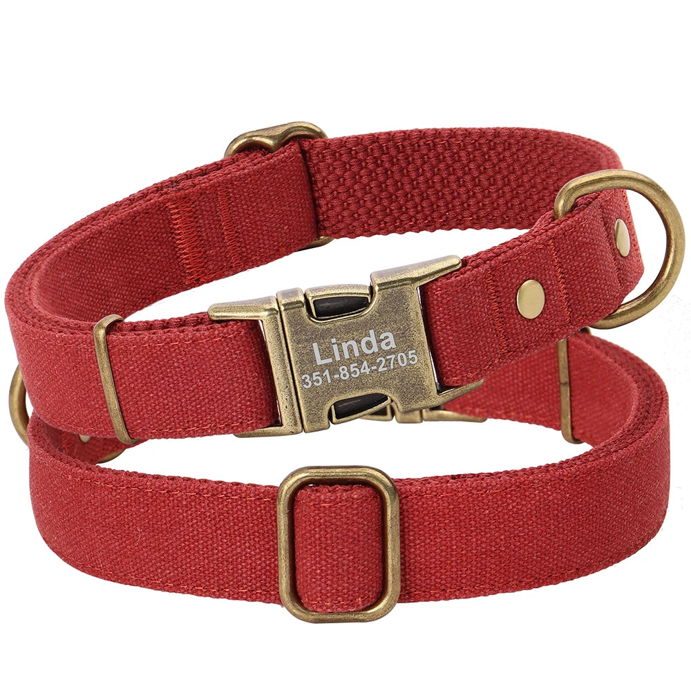 Collar Personalizado para Perro con Placa de Identificación Grabada - Nylon Resistente