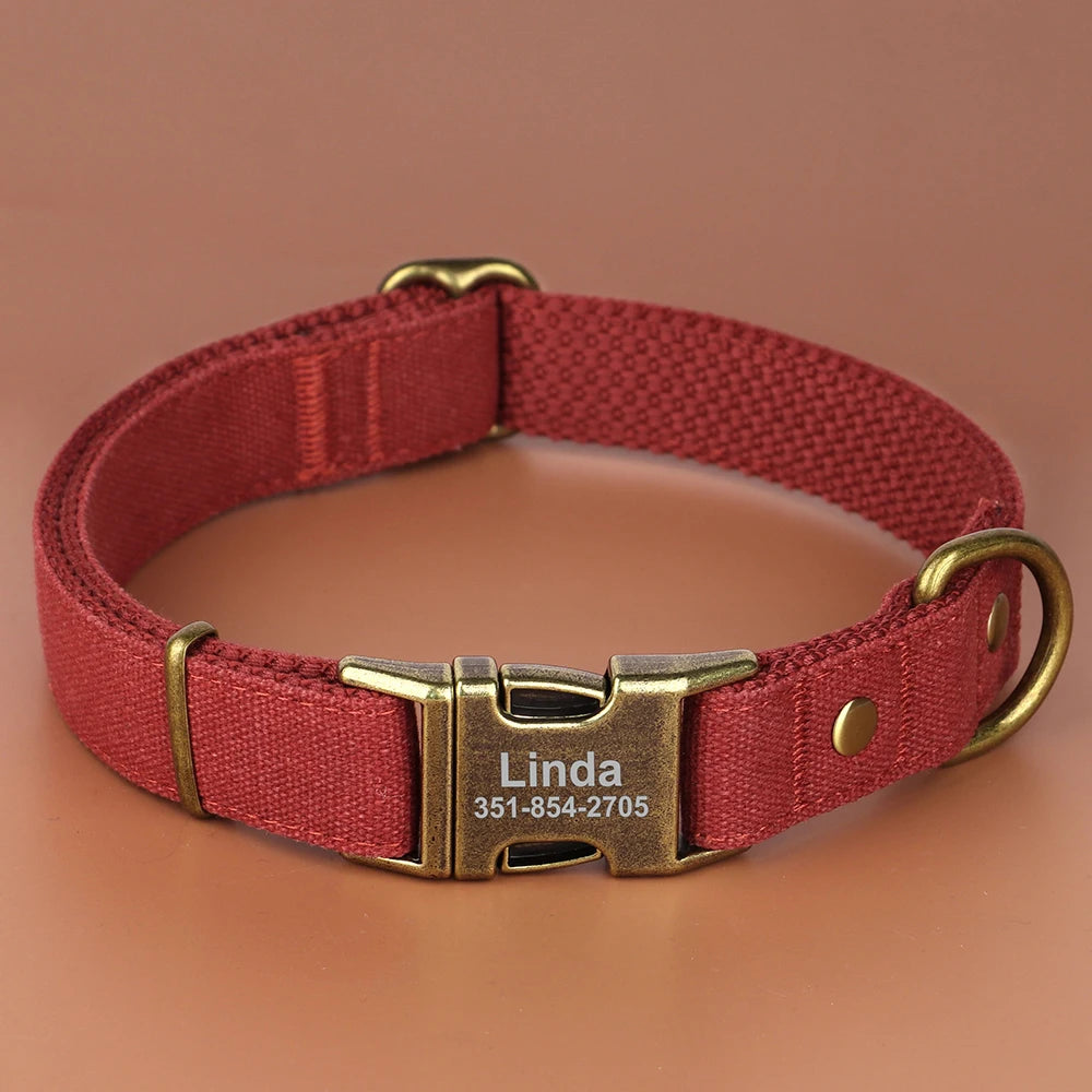 Collar Personalizado para Perro con Placa de Identificación Grabada - Nylon Resistente