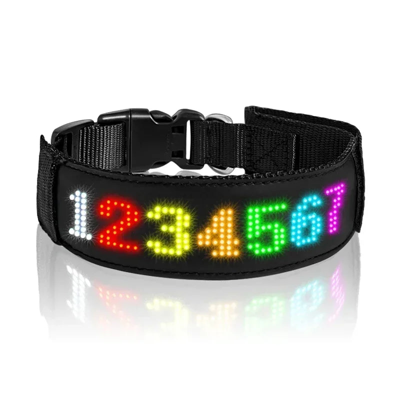 Collar LED Programable para Perros - Pantalla Multicolor Personalizable