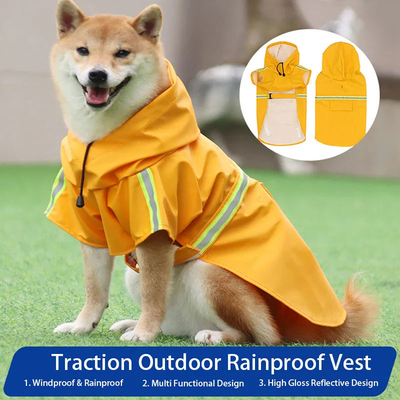 Chubasquero Impermeable para Perros con Capucha - Reflectante y Cortavientos