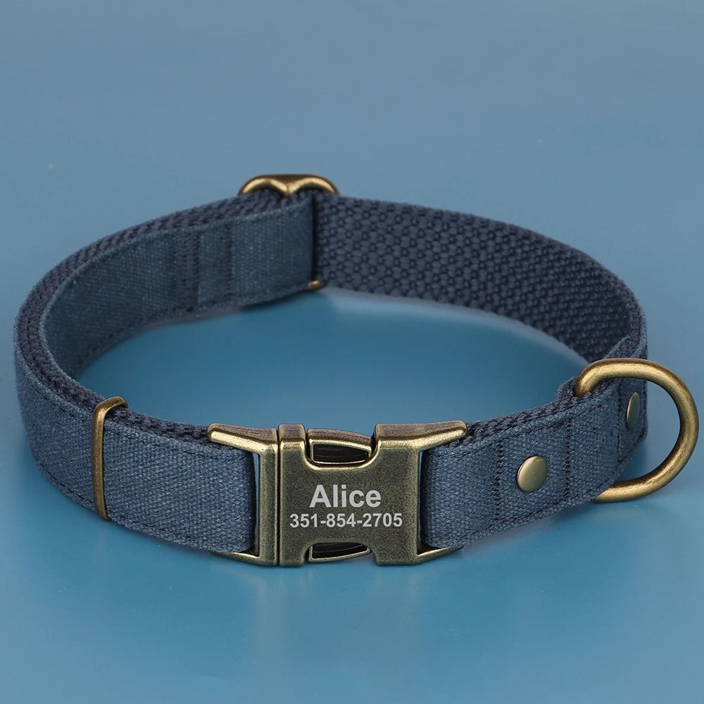 Collar Personalizado para Perro con Placa de Identificación Grabada - Nylon Resistente