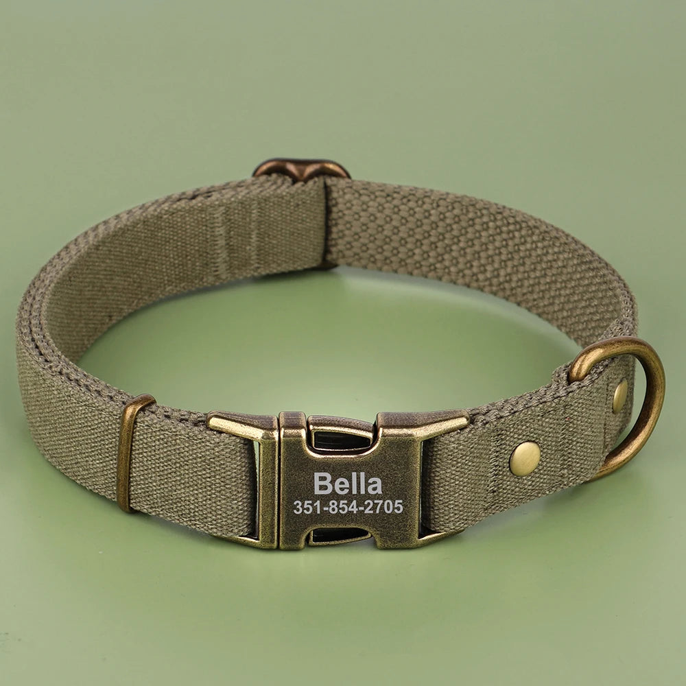 Collar Personalizado para Perro con Placa de Identificación Grabada - Nylon Resistente
