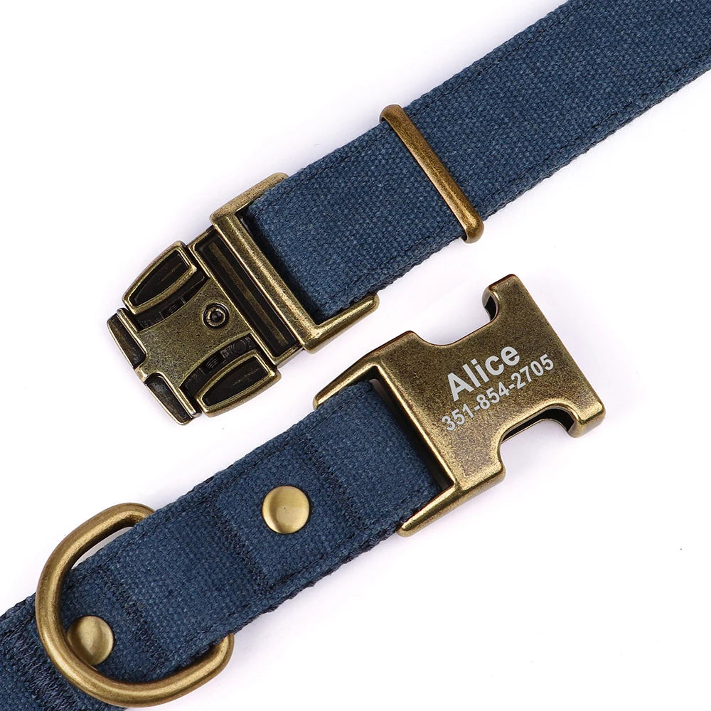 Collar Personalizado para Perro con Placa de Identificación Grabada - Nylon Resistente