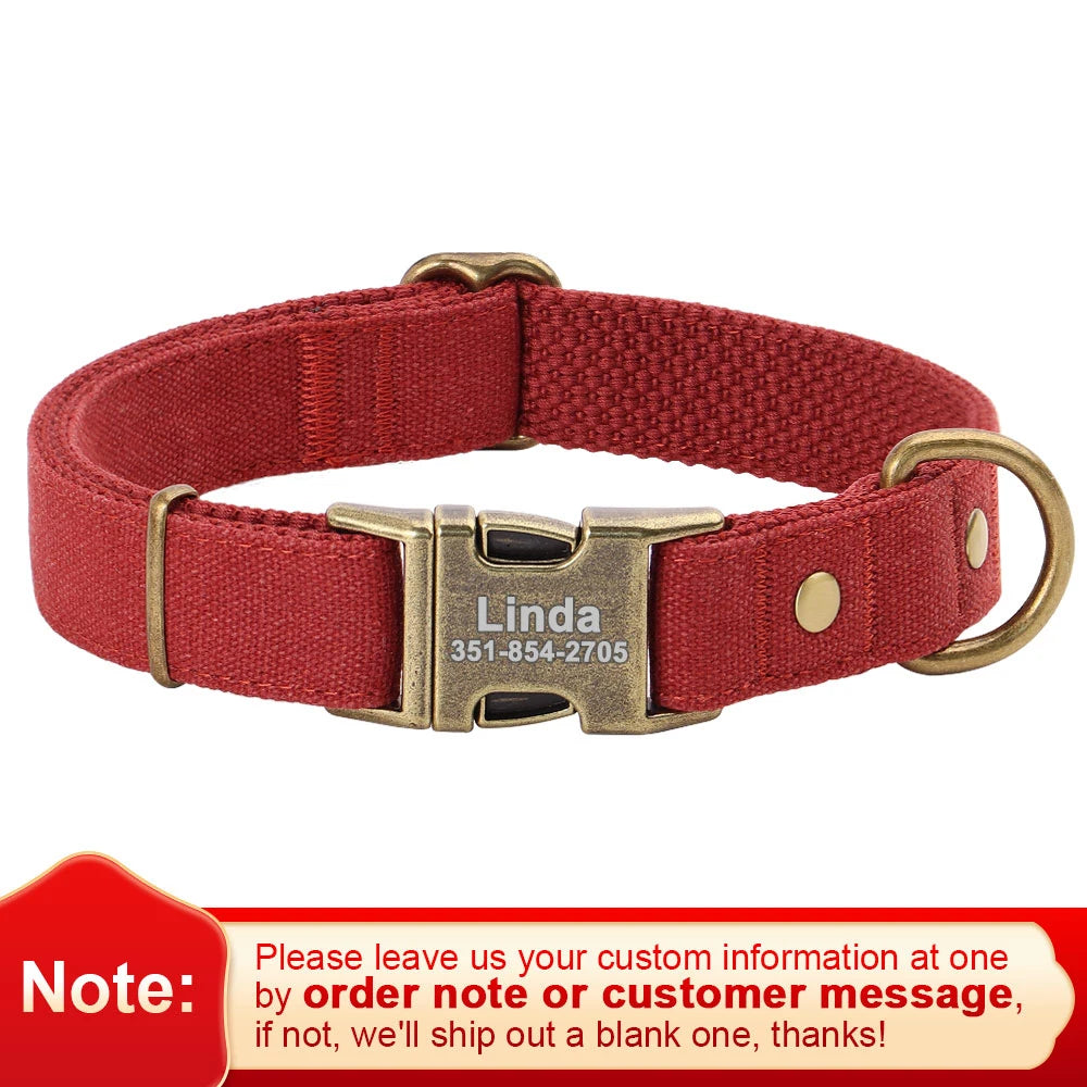 Collar Personalizado para Perro con Placa de Identificación Grabada - Nylon Resistente