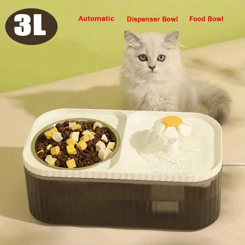 Comedero y Bebedero Automático con Fuente para Mascotas - Dispensador Doble