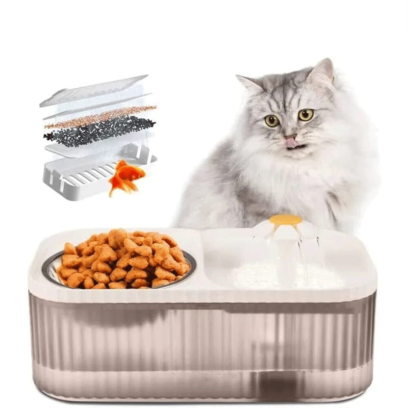 Comedero y Bebedero Automático con Fuente para Mascotas - Dispensador Doble