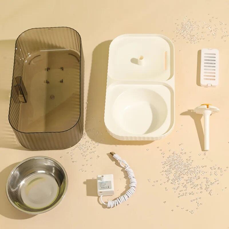 Comedero y Bebedero Automático con Fuente para Mascotas - Dispensador Doble